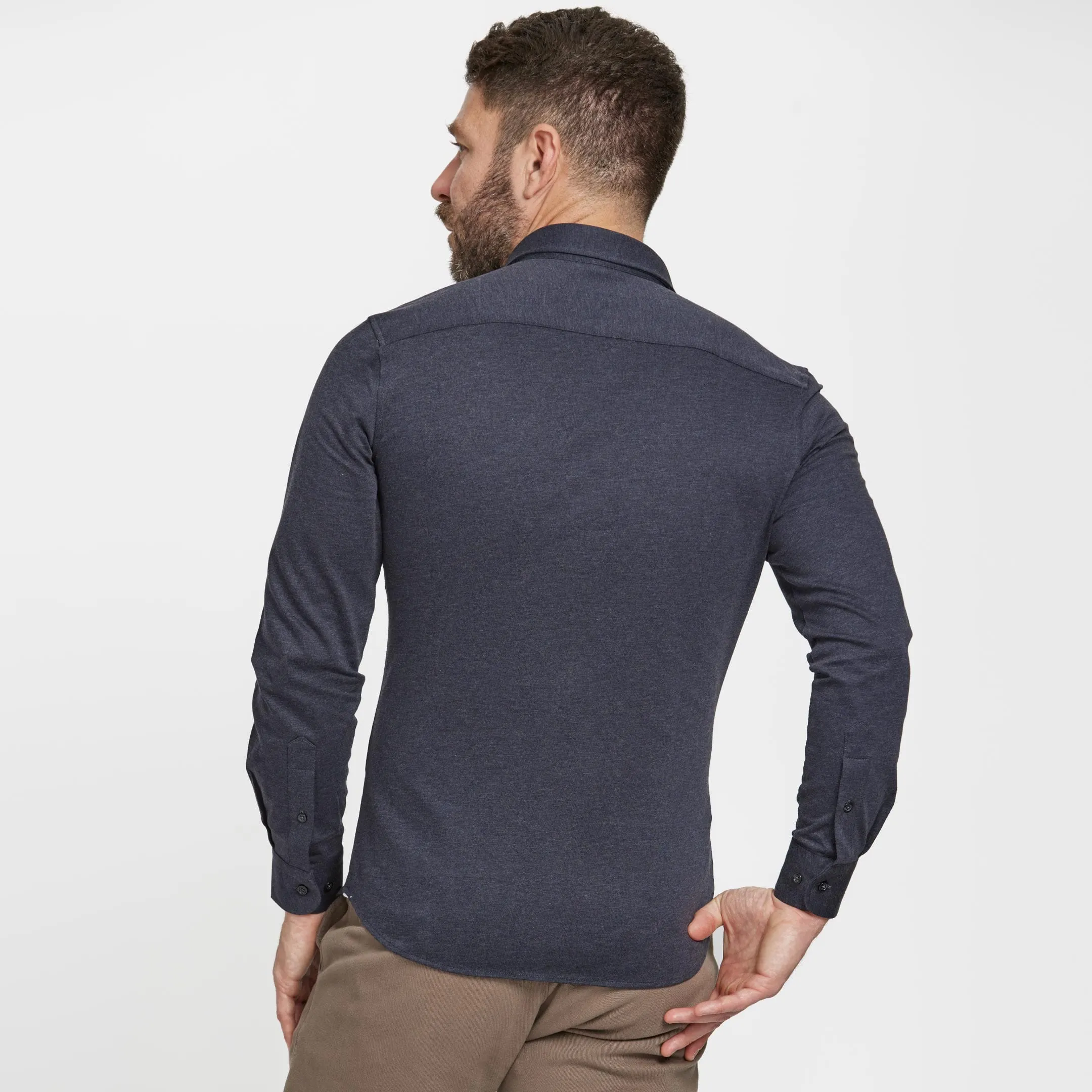 Navy Mélange Performance Stretch Shirt