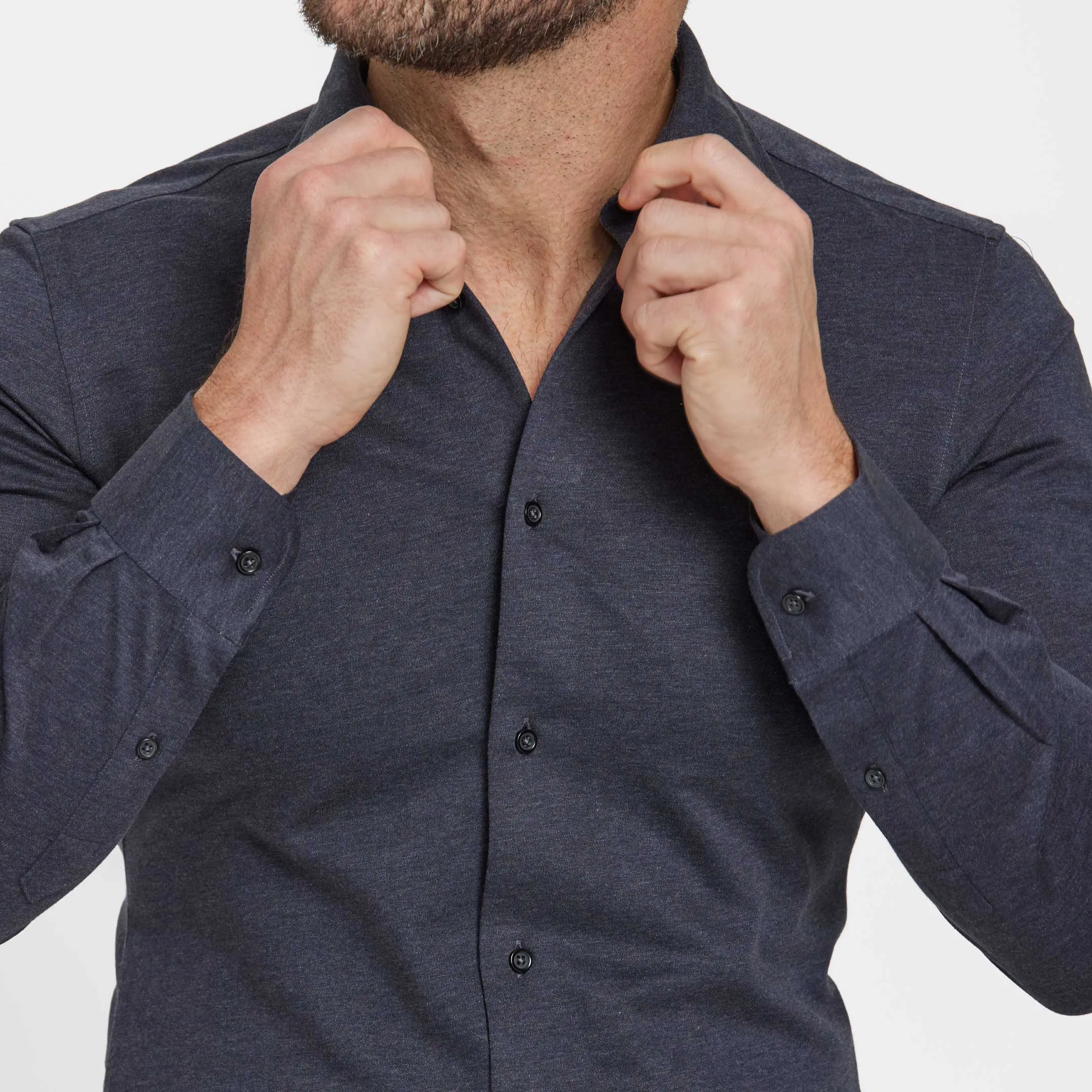 Navy Mélange Performance Stretch Shirt