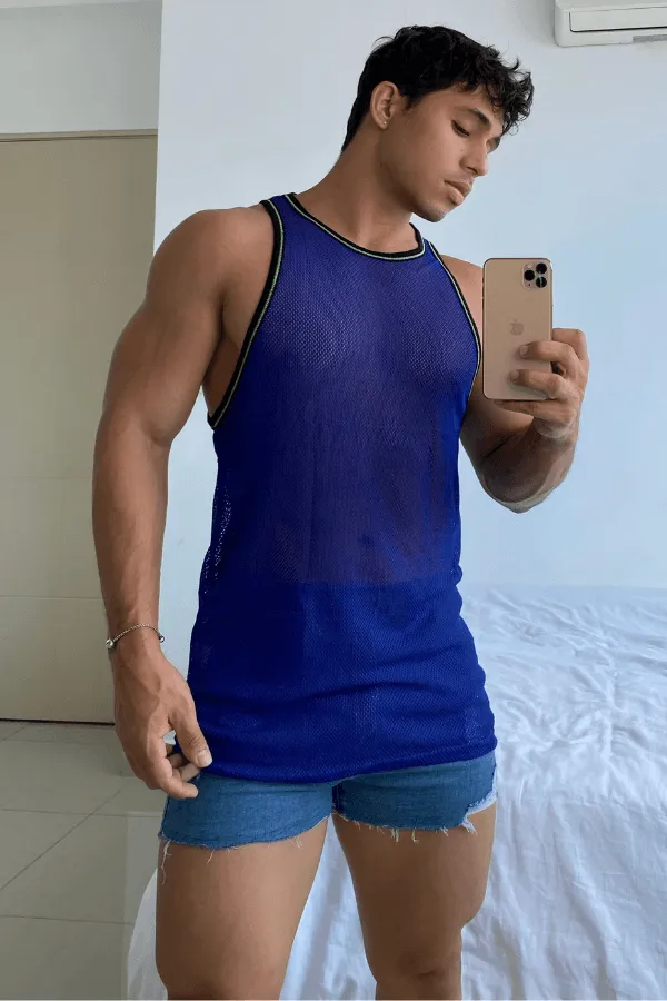 Noticed Mesh Tank Top - Blue