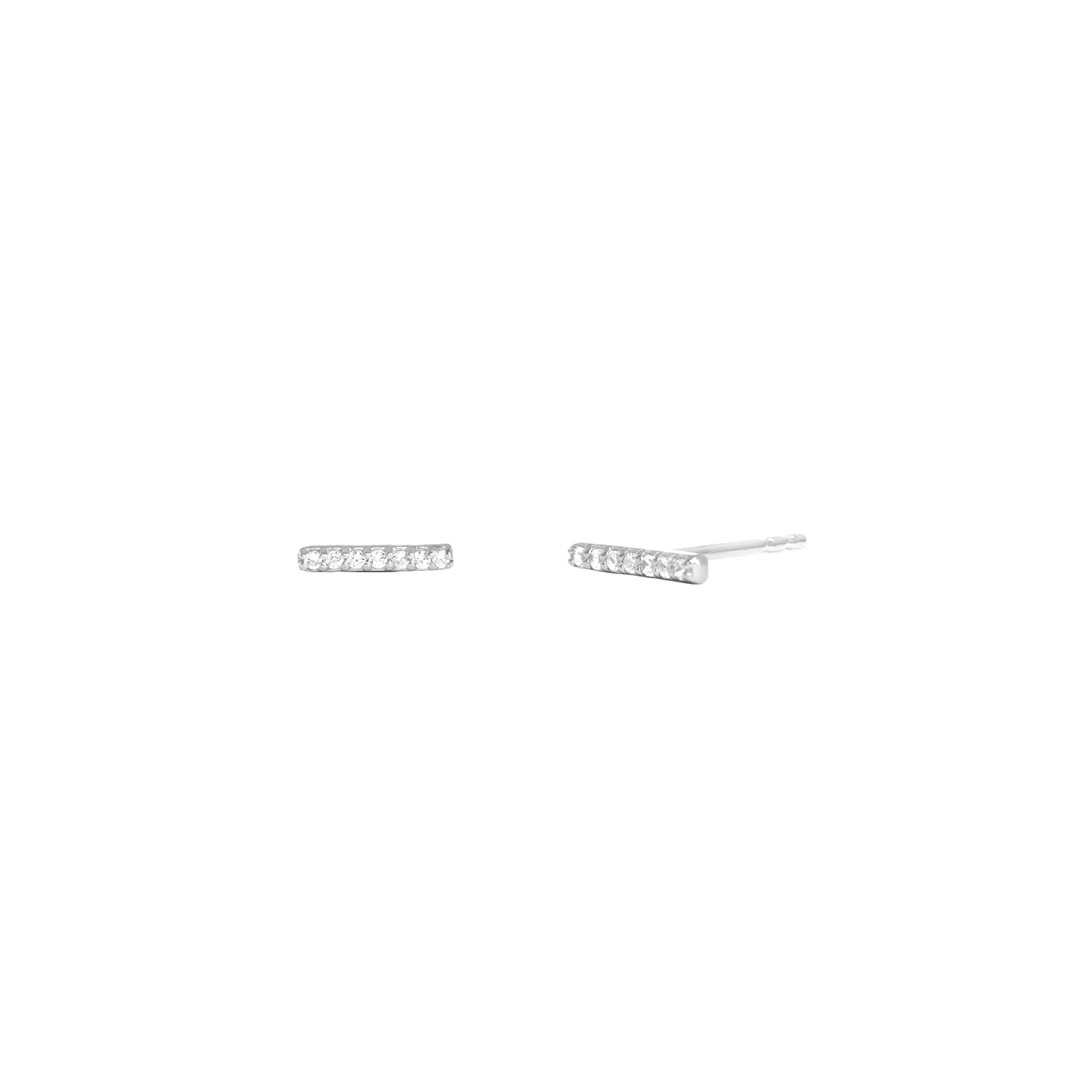 Pave Bar Studs | Silver