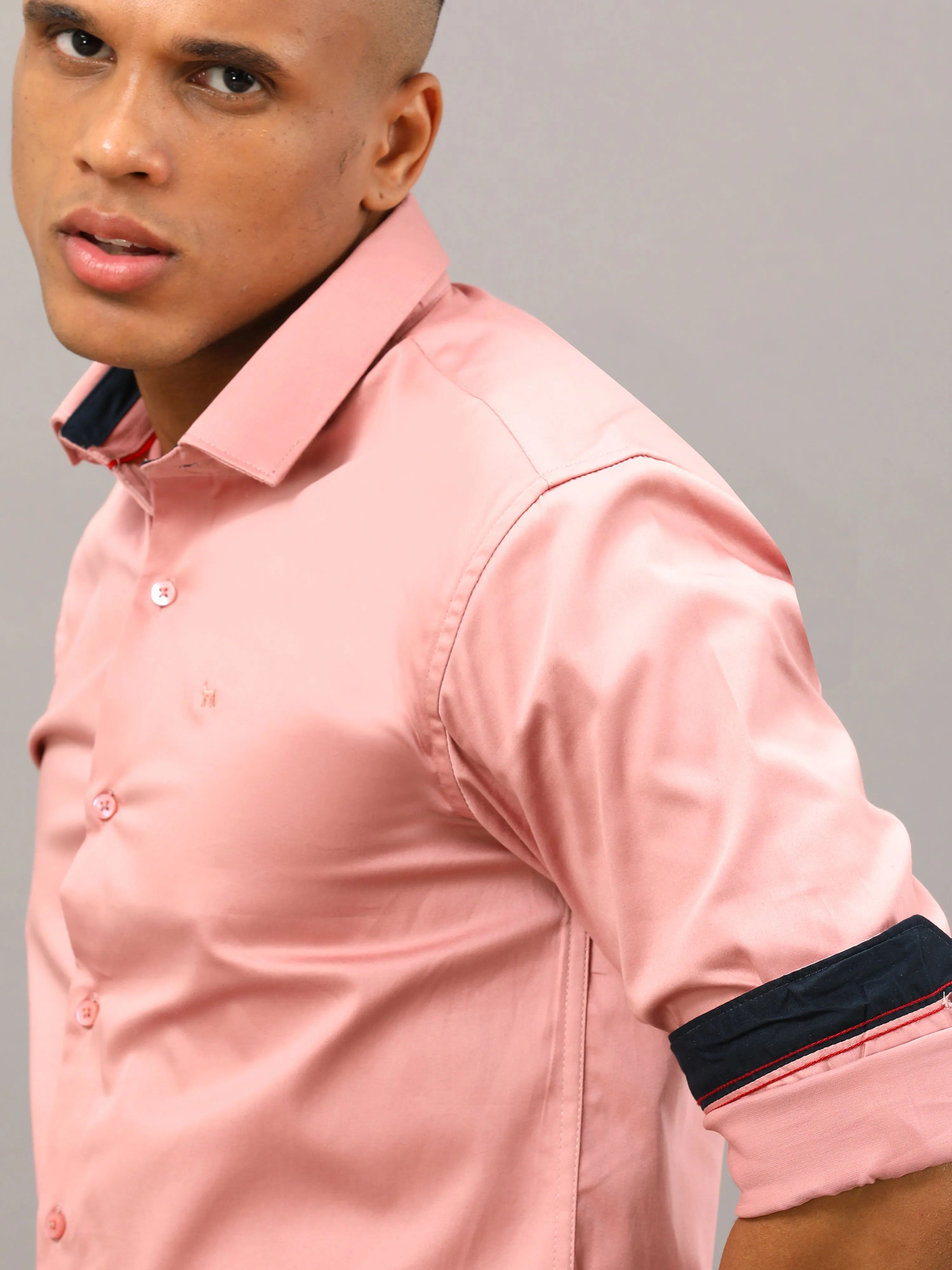 Plain Peach Shirt Full Sleeve