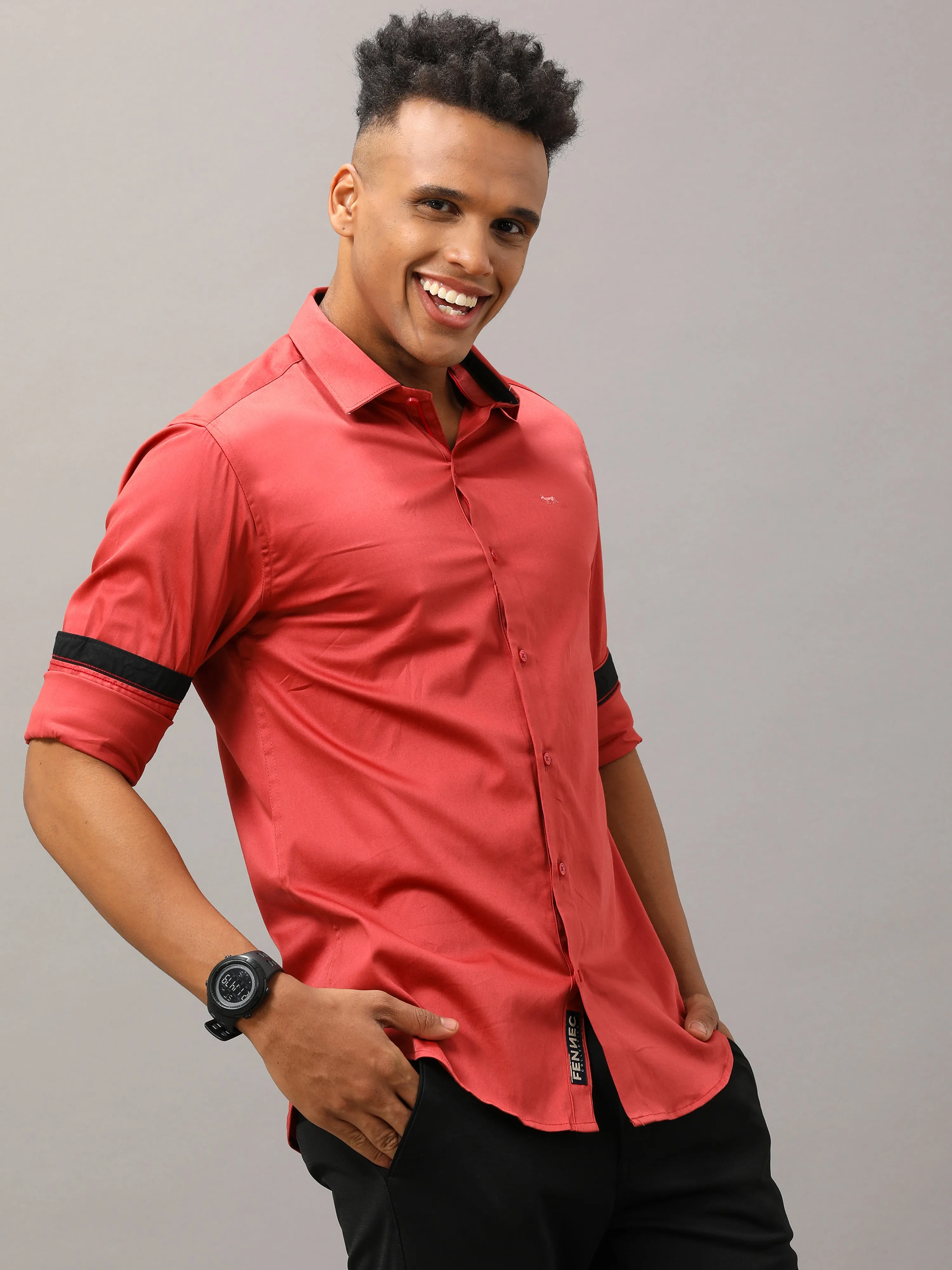 Plain Red Shirt Full Sleeve