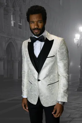 "Bellagio IV" Off-White 1-Button Peak Tuxedo (4-Piece Set)