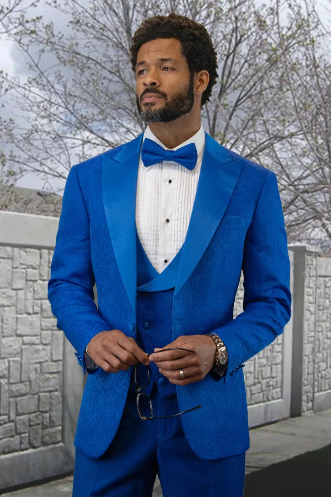 "Bellagio XV" Royal Blue 1-Button Peak Tuxedo (4-Piece Set)