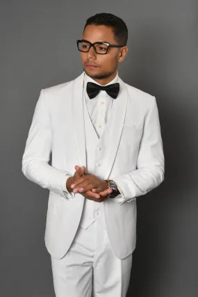 "Caesar" White 1-Button Shawl Tuxedo (4-Piece Set)