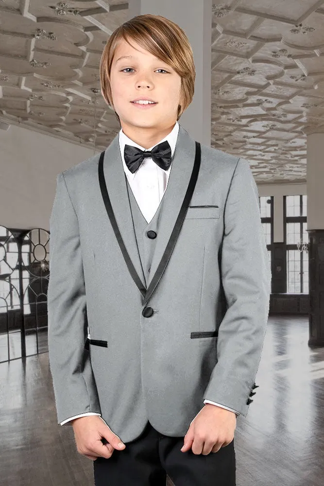 "Genova" Kids Grey Shawl Tuxedo 5-Piece Set