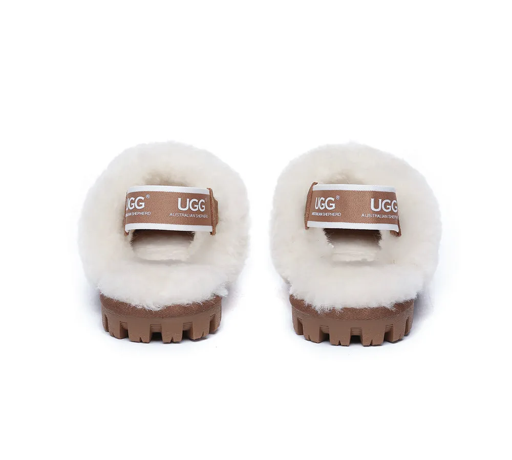 Sheepskin Wool Removable Strap Slingback Slippers Suzie ll