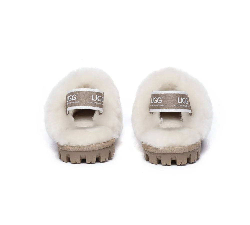 Sheepskin Wool Removable Strap Slingback Slippers Suzie ll