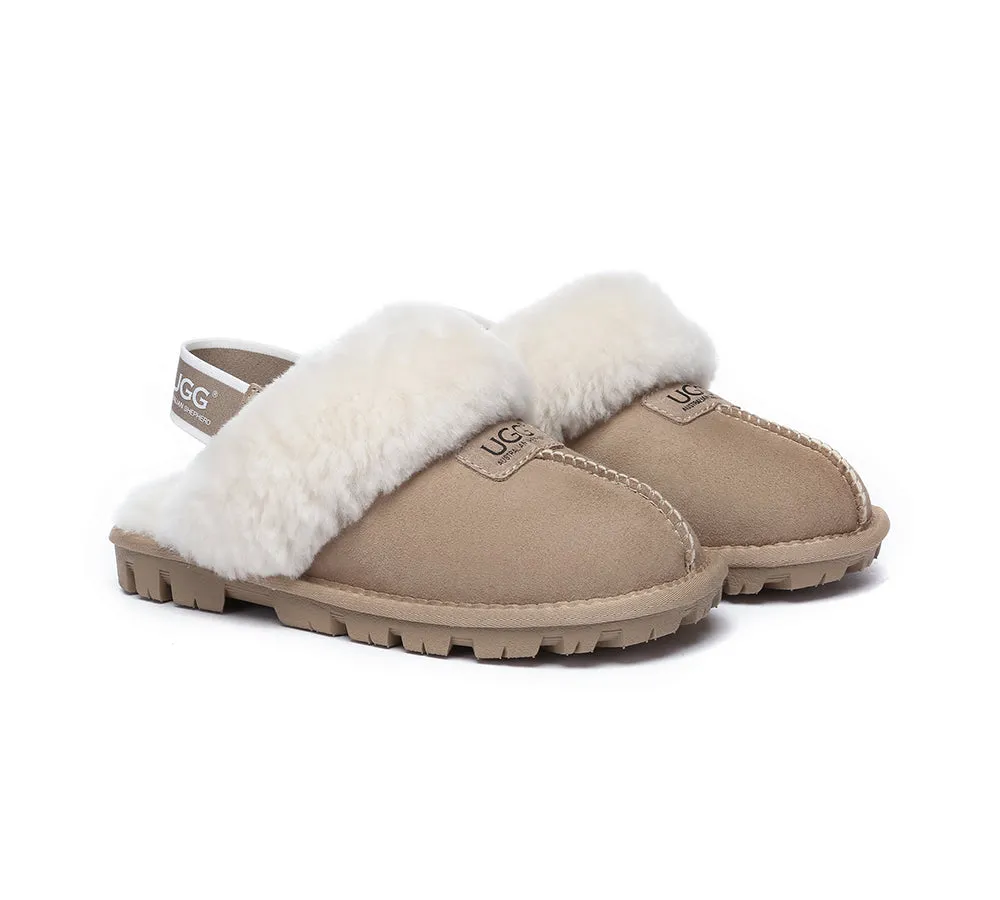 Sheepskin Wool Removable Strap Slingback Slippers Suzie ll