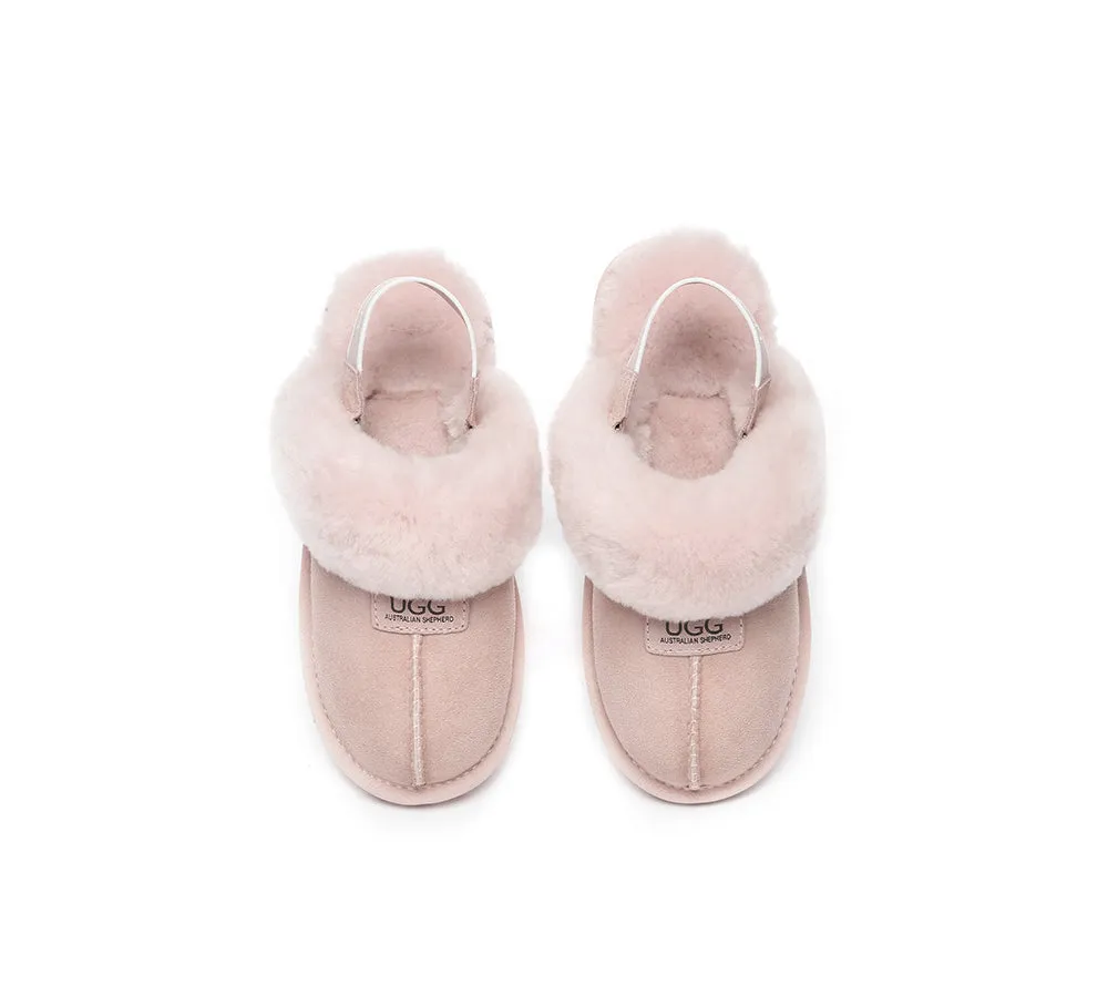 Sheepskin Wool Removable Strap Slingback Slippers Suzie ll