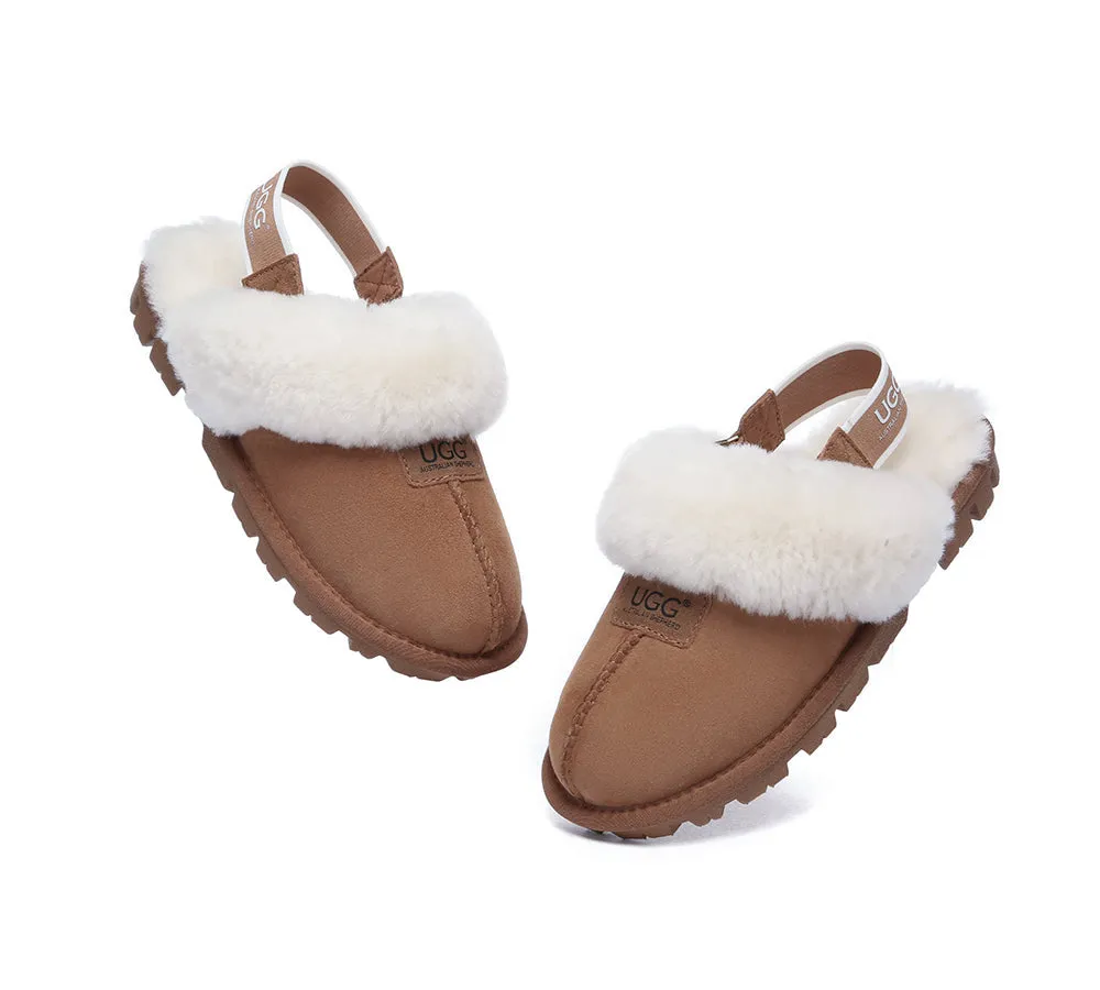 Sheepskin Wool Removable Strap Slingback Slippers Suzie ll