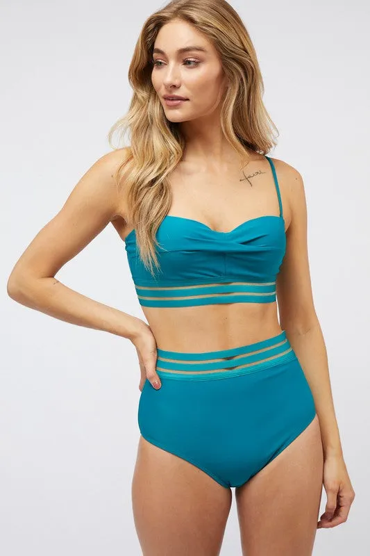 SOLID TWO PIECE SWIMSUIT