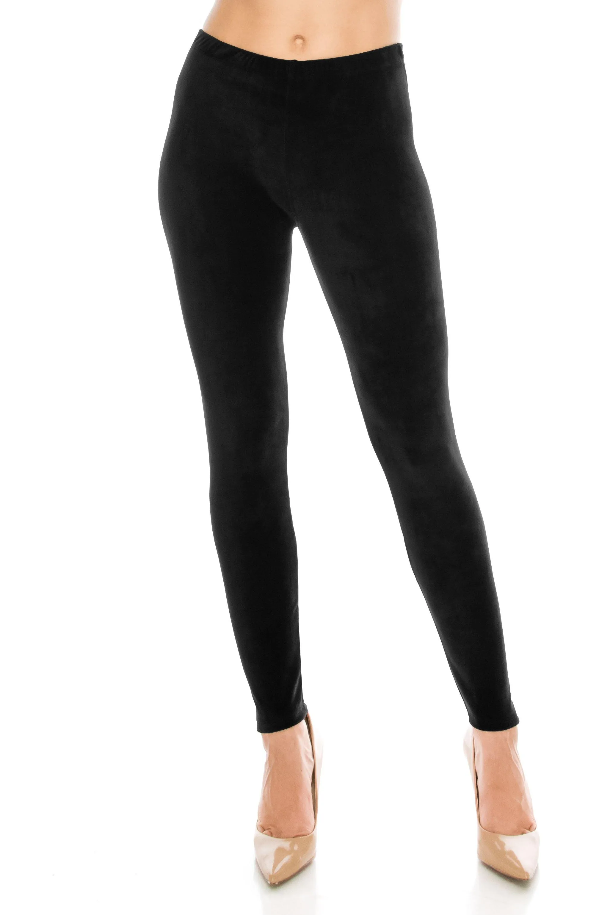 Stretch Velvet Leggings - Warm Winter Solid Basic Leggings