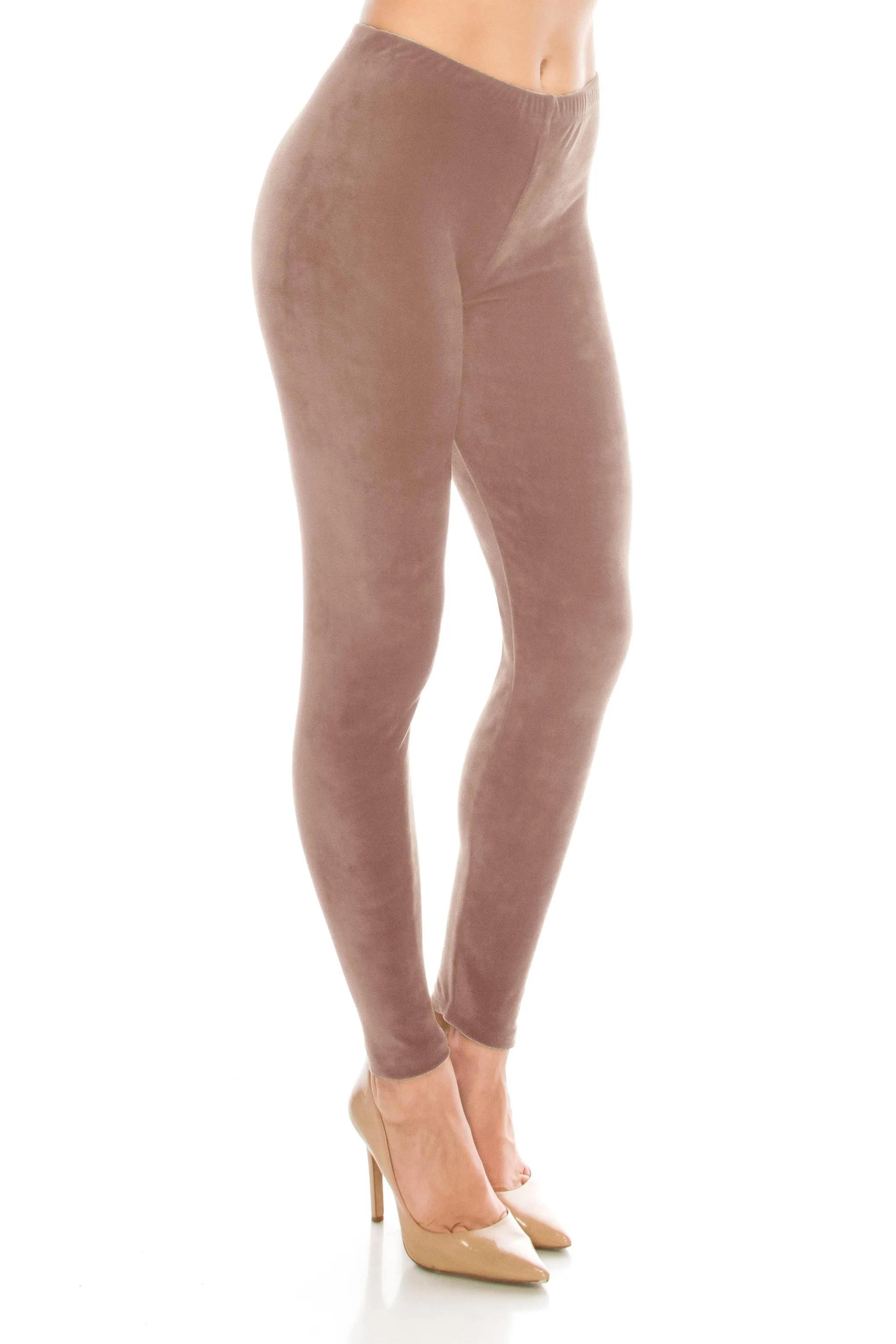 Stretch Velvet Leggings - Warm Winter Solid Basic Leggings