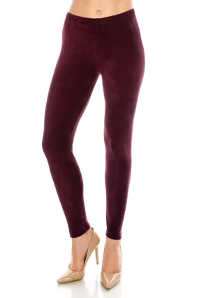 Stretch Velvet Leggings - Warm Winter Solid Basic Leggings