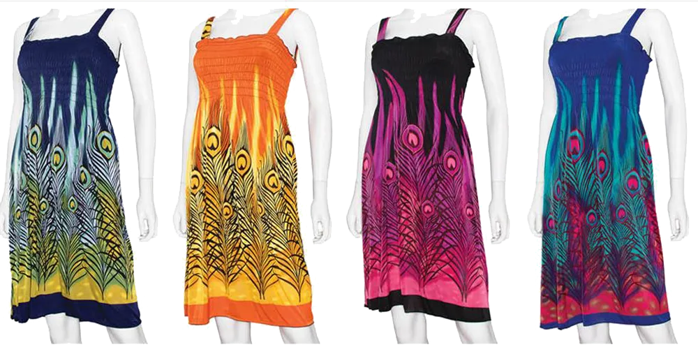 Swimwear Ladies Cover-up Peacock Feather Strap Tube Top Cover-up & Dress