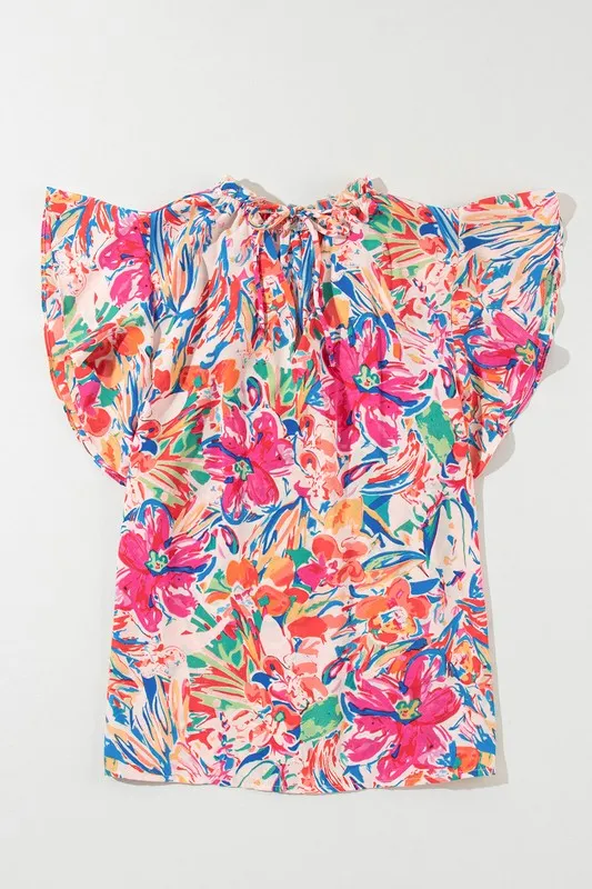 The Arielle Ruffle Sleeve Floral Blouse