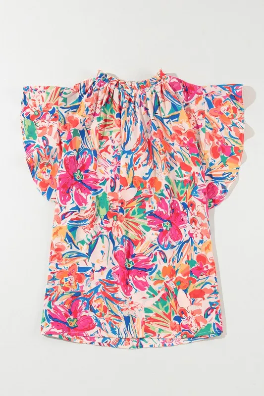 The Arielle Ruffle Sleeve Floral Blouse