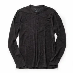 The Merino Henley in Heather Black