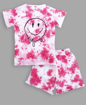 Ventra Girls Pink Smiley Shorts Set