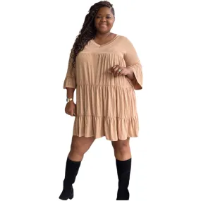 Women's Plus Size Ruffled Babydoll Dress