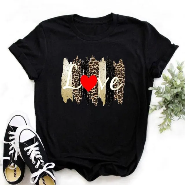 WVIOCE Fashion Leopard Skull Print Women T-shirt Summer Plus Size Black Female T-shirt Soft Round Neck Harajuku Top Clothes H1