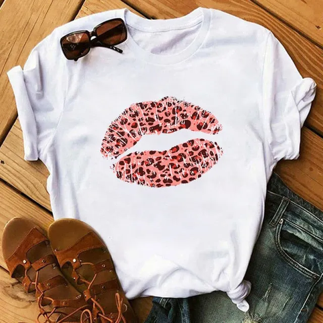 WVIOCE Fashion Leopard Skull Print Women T-shirt Summer Plus Size Black Female T-shirt Soft Round Neck Harajuku Top Clothes H1