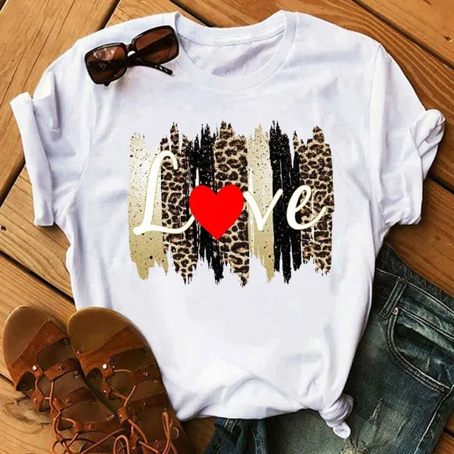 WVIOCE Fashion Leopard Skull Print Women T-shirt Summer Plus Size Black Female T-shirt Soft Round Neck Harajuku Top Clothes H1